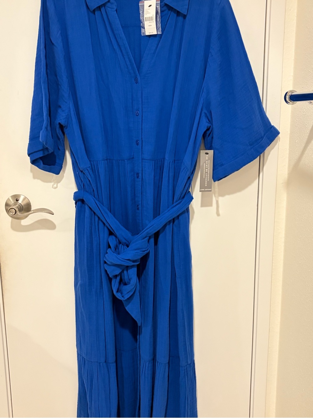 Lane Bryant Bright Pink Maxi Dress with Waist Tie - Picture 3 of 5
